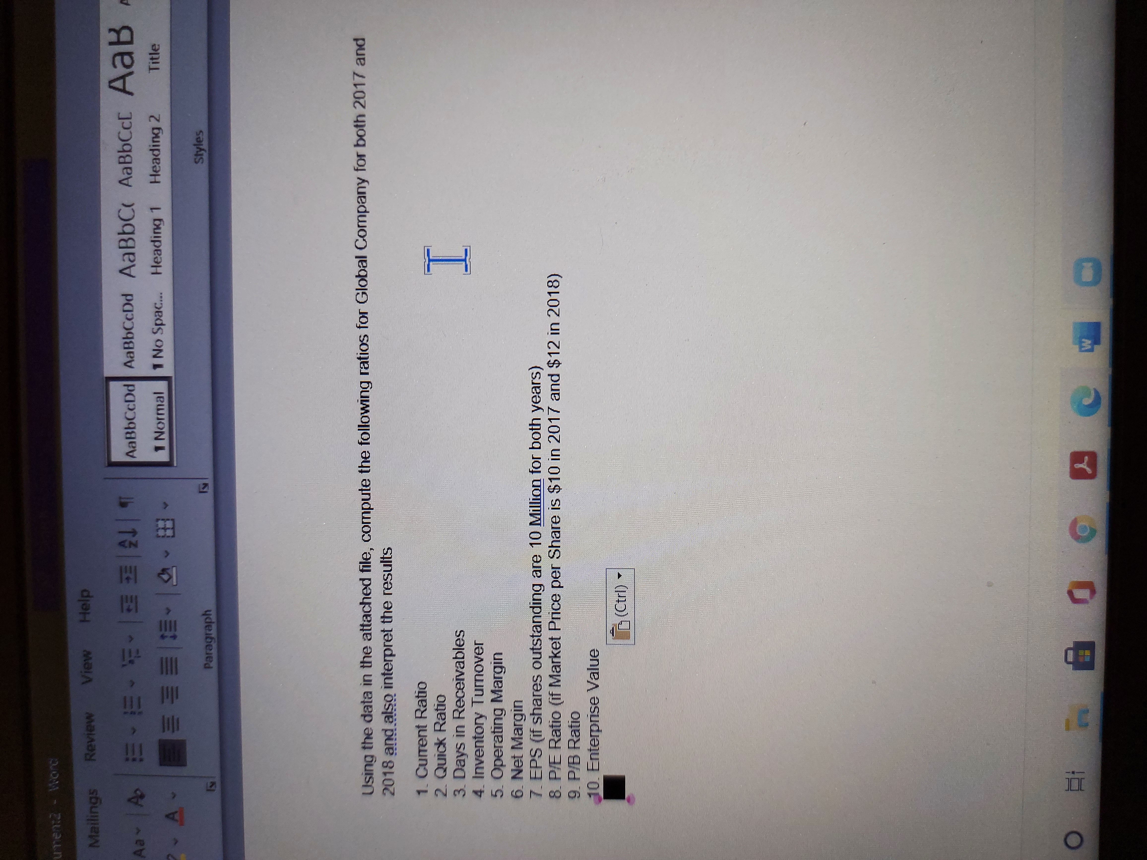 Using the data in the attached file, compute the