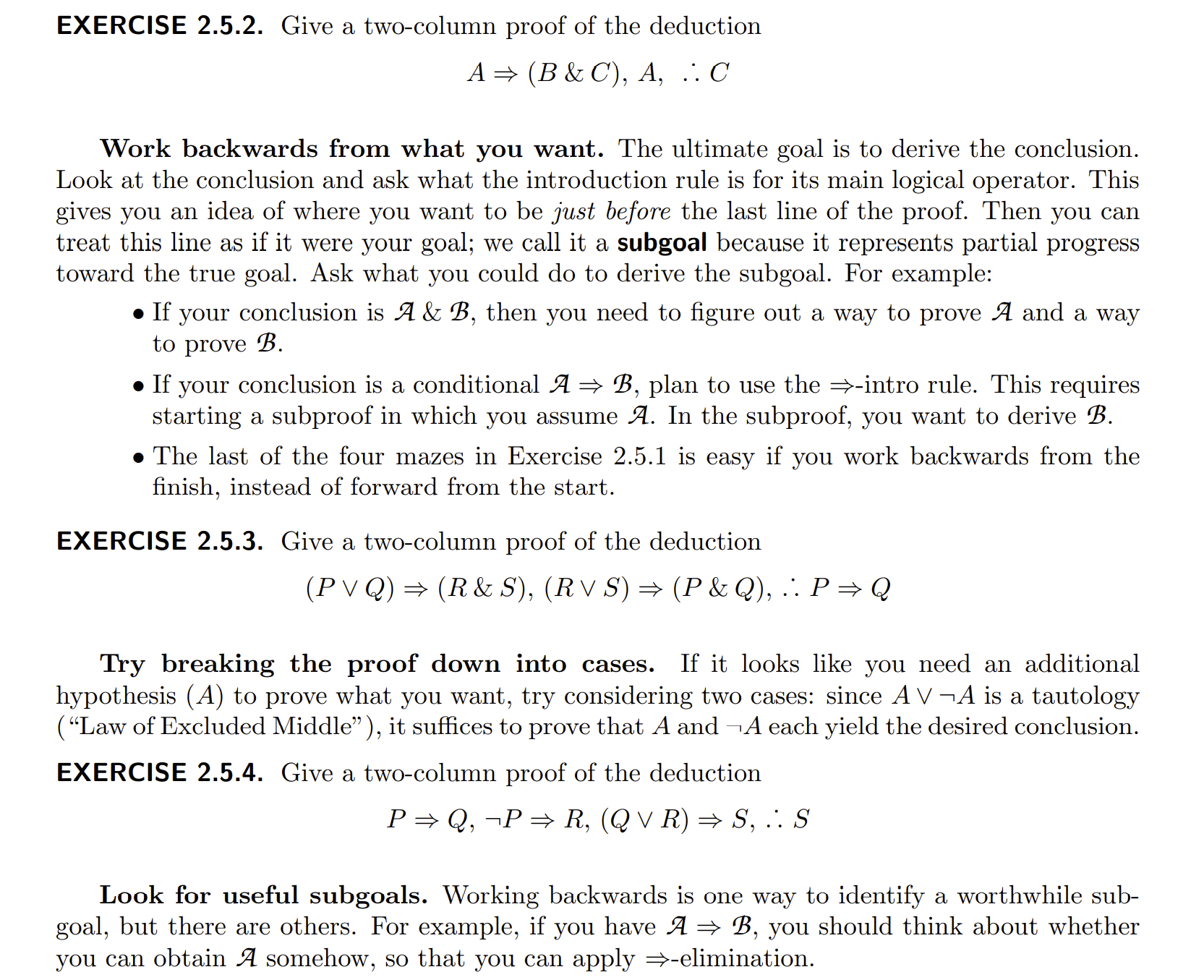 EXERCISE 2.3.1. Provide a justification (rule and