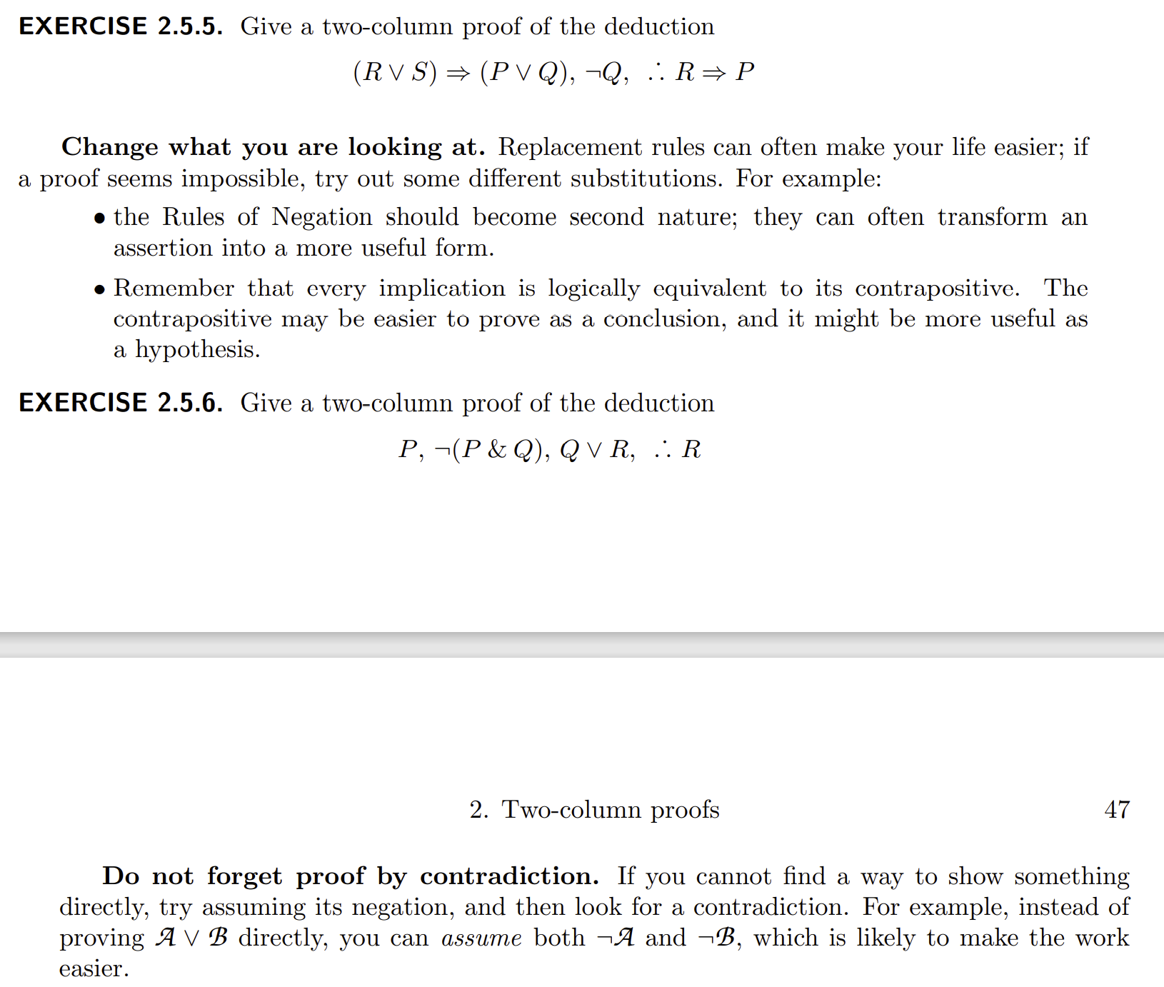 EXERCISE 2.3.1. Provide a justification (rule and
