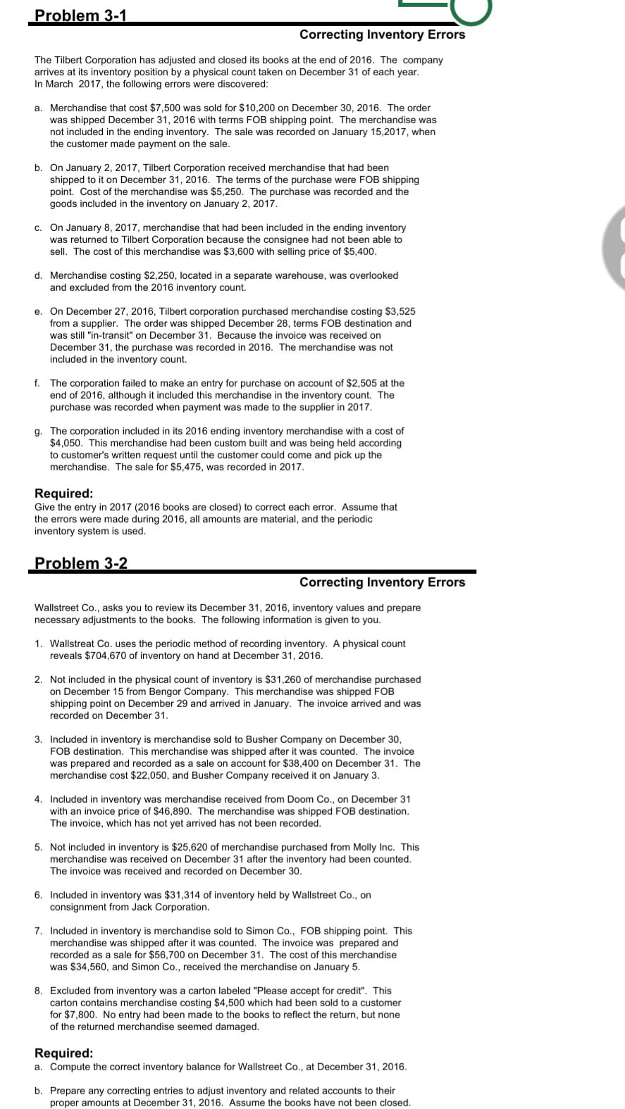 Prgblgm -1 IU Correcting Inventory Errors The