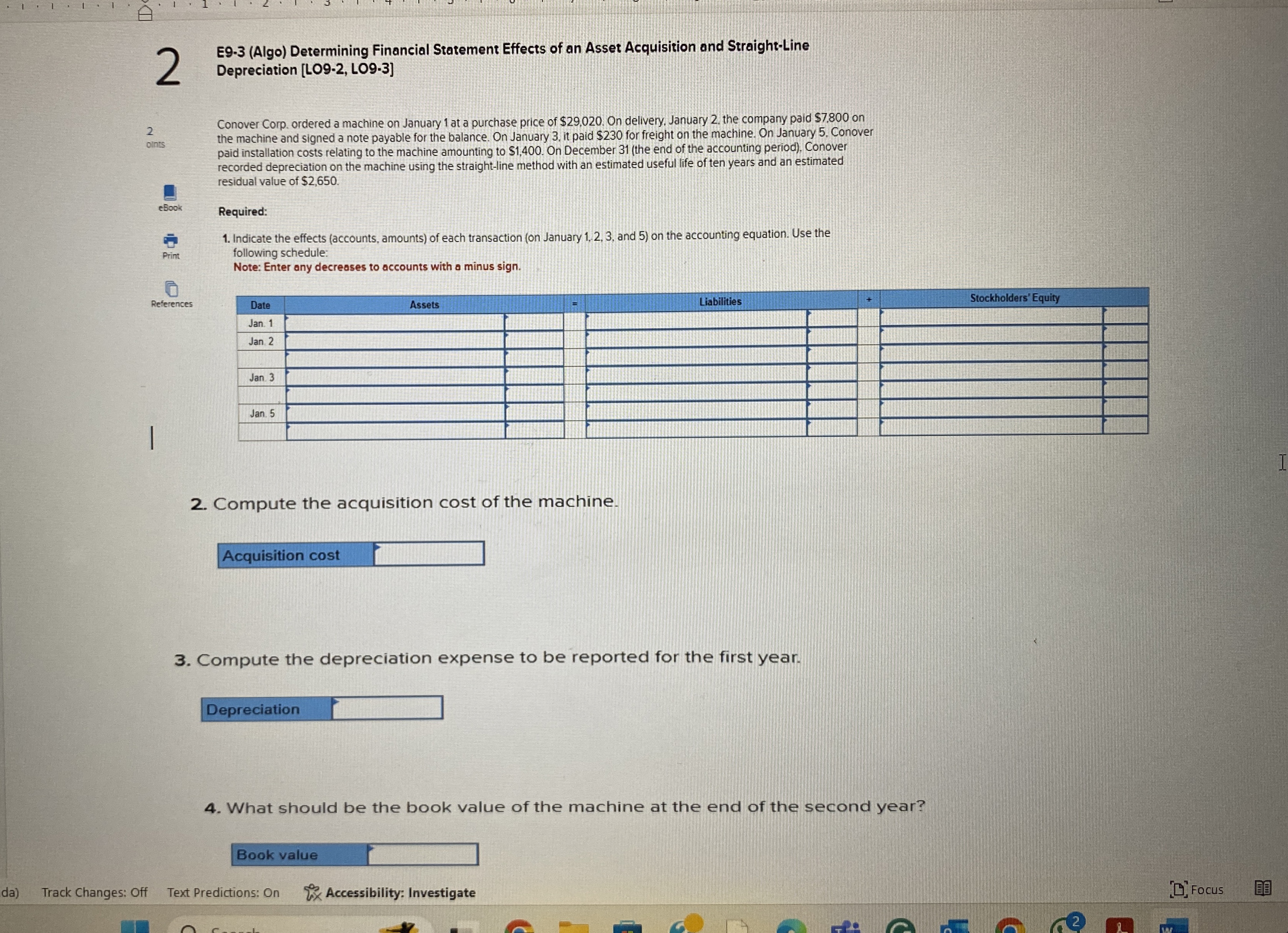 Do 2 2 oints eBook Print E9-3 (Algo) Determining Financial Statement Effects