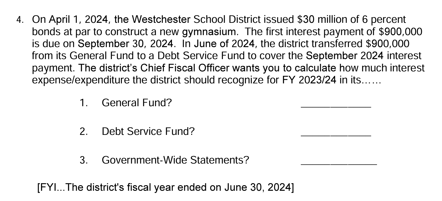 4. On April 1, 2024, the Westchester School