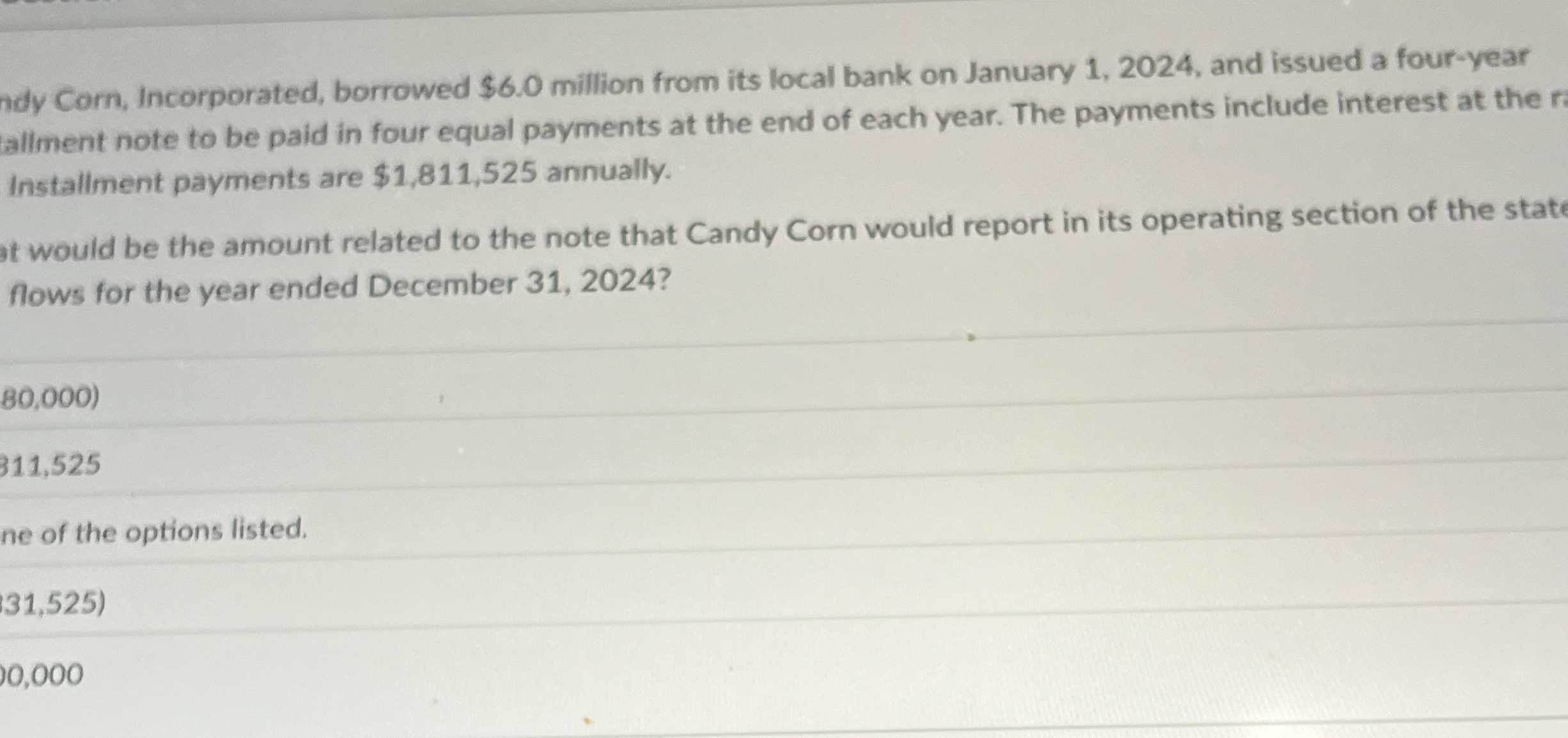 ndy Corn, Incorporated, borrowed $ 6 . 0 million