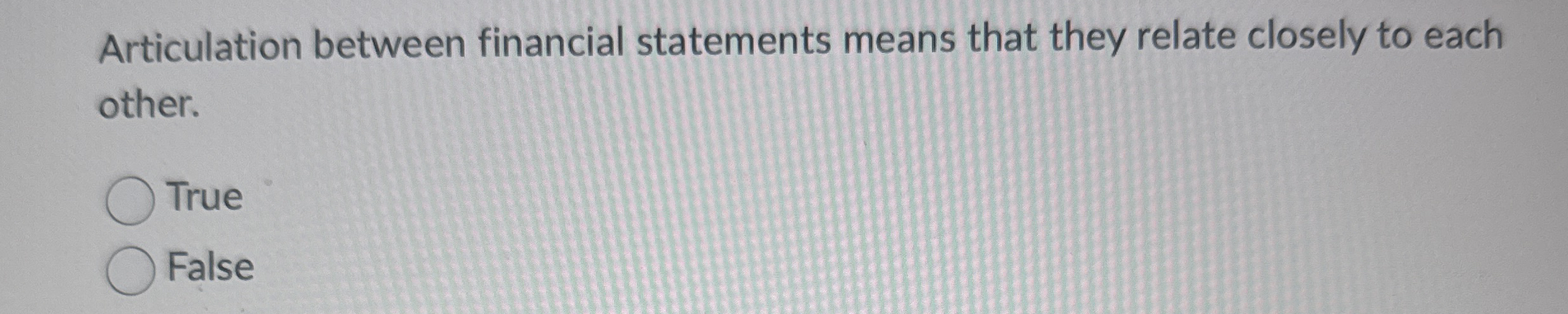 Articulation between financial statements means