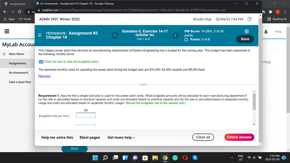 Assignments P Do Homework - Assignment #3 Chapter