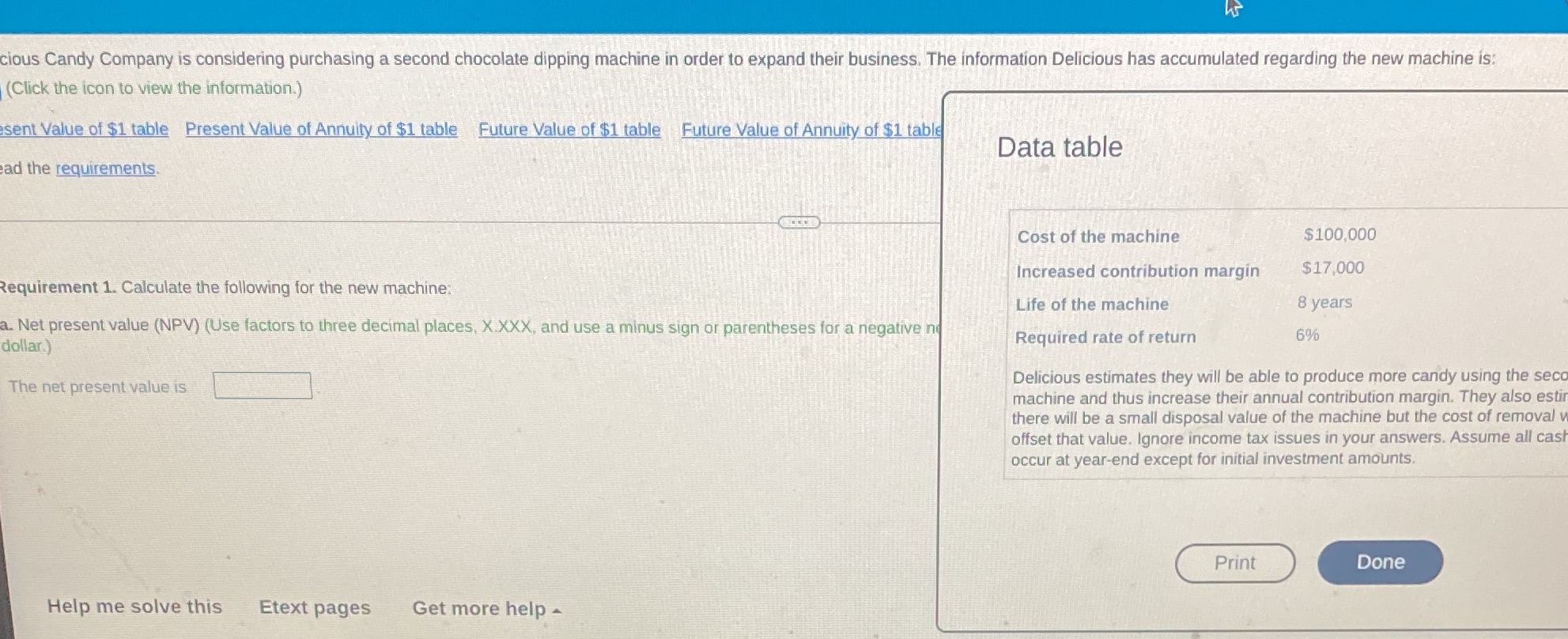 cious Candy Company is considering purchasing a