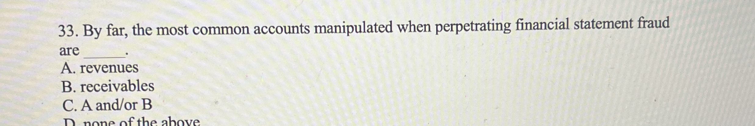 By far, the most common accounts manipulated when