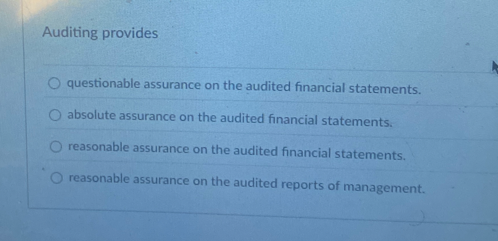Auditing provides questionable assurance on the