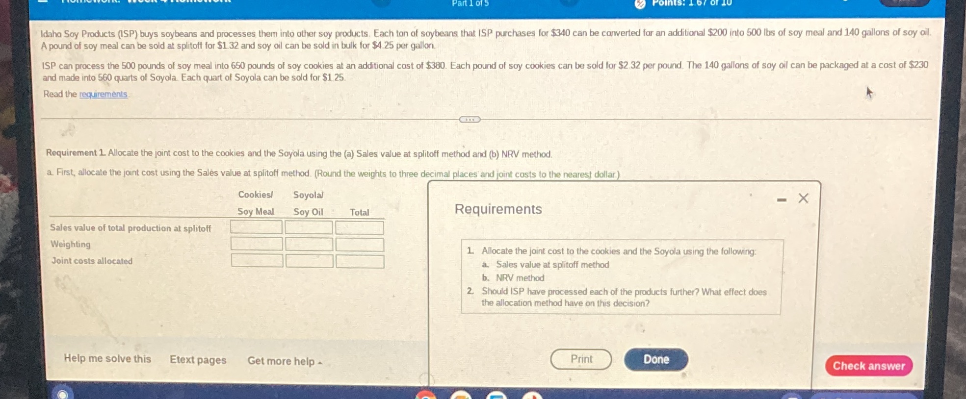 Part 1 Idaho Soy Products (ISP) buys soybeans and