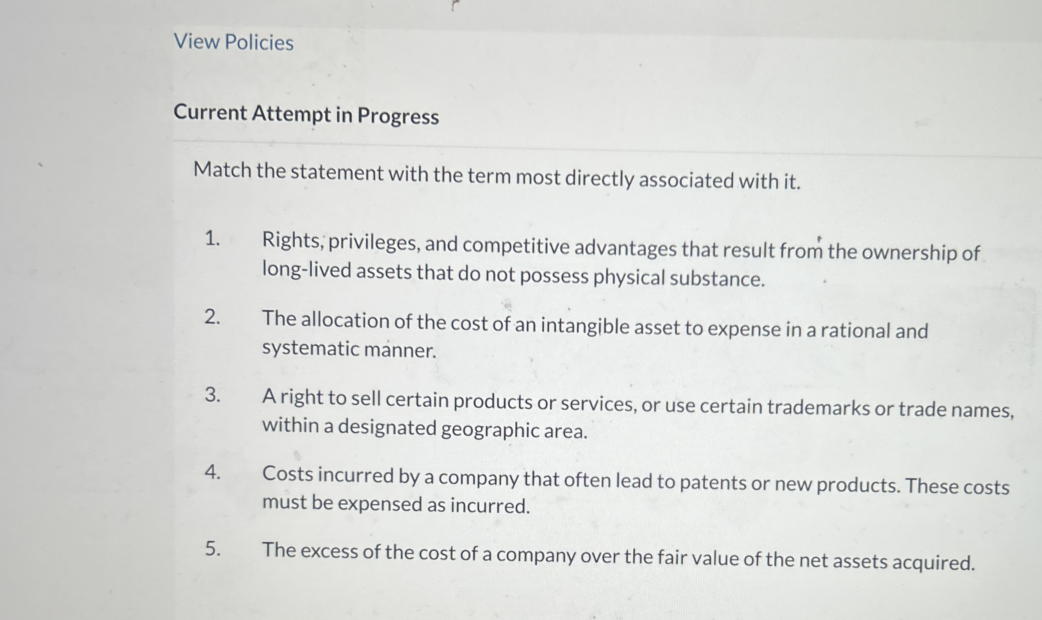 View Policies Current Attempt in Progress Match