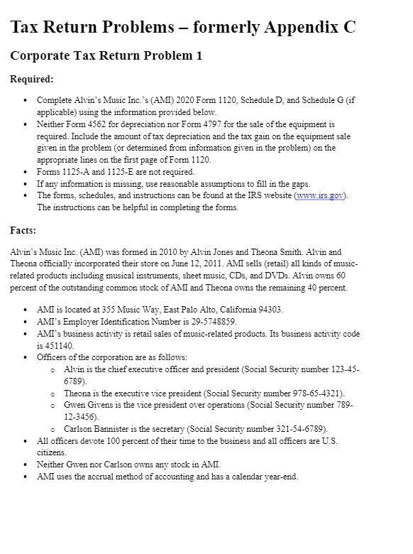 Tax Return Problems - formerly Appendix C
