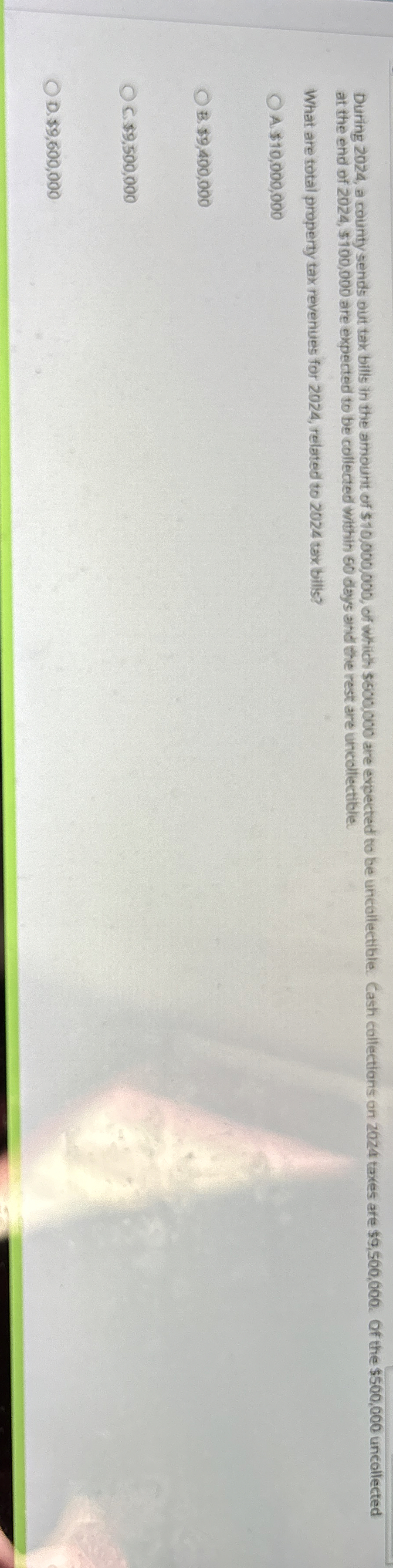 During 2 0 2 4 , a county sends out tar bills in