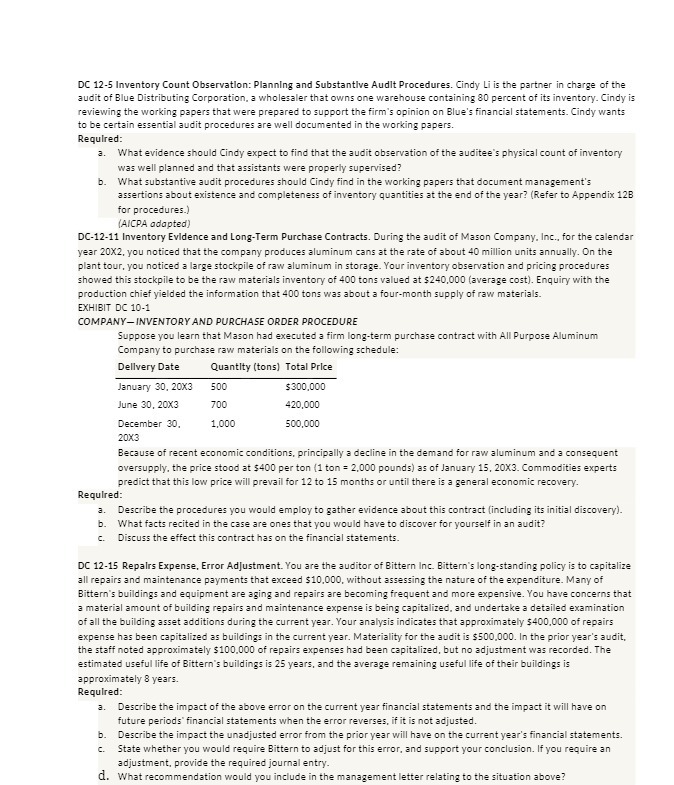 DC 12-5 Inventory Count Observation: Planning and