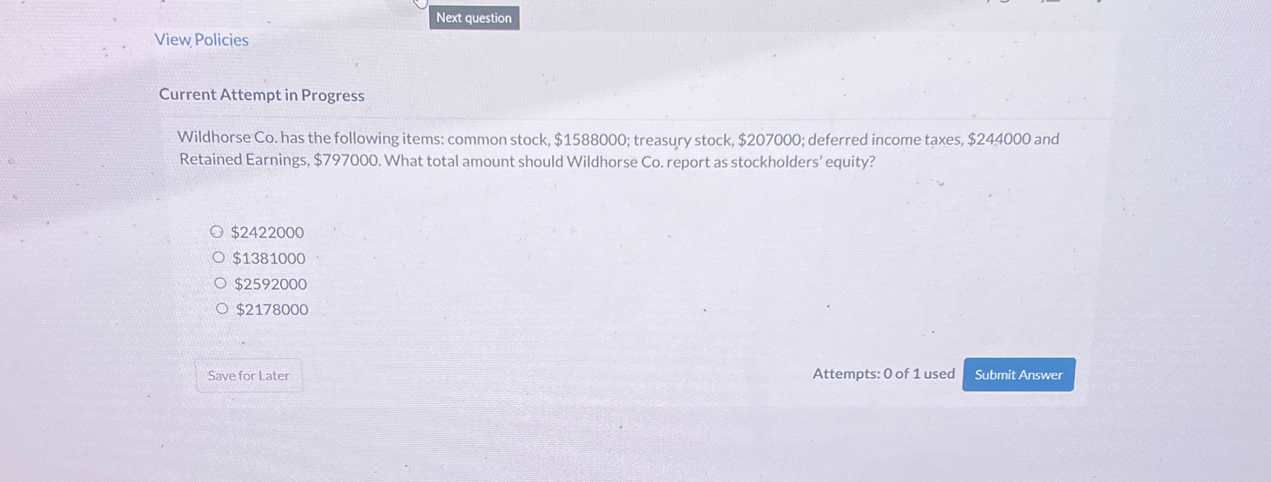 View Policies Current Attempt in Progress