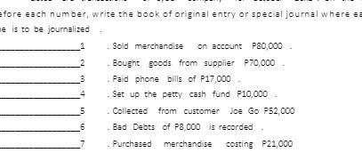 fore each number, write the book of original