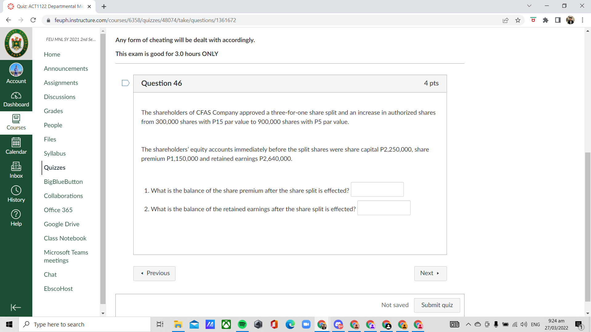 Quiz: ACT1122 Departmental Mic x + V X - style=