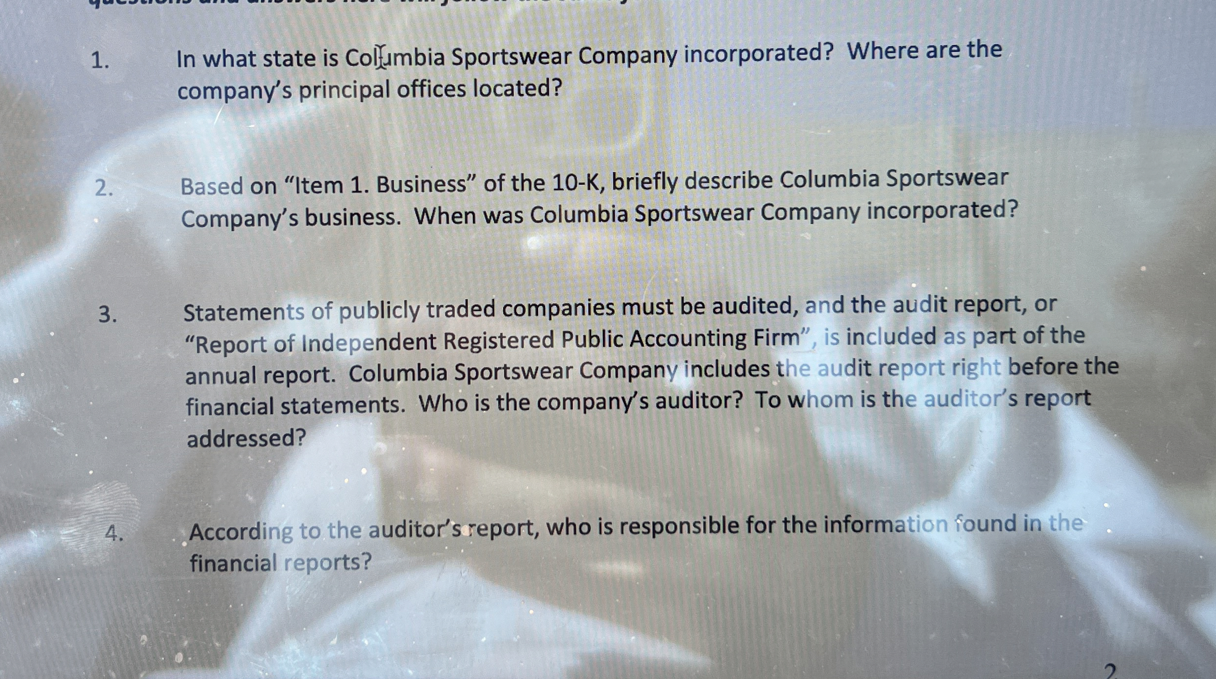 In what state is Colfumbia Sportswear Company