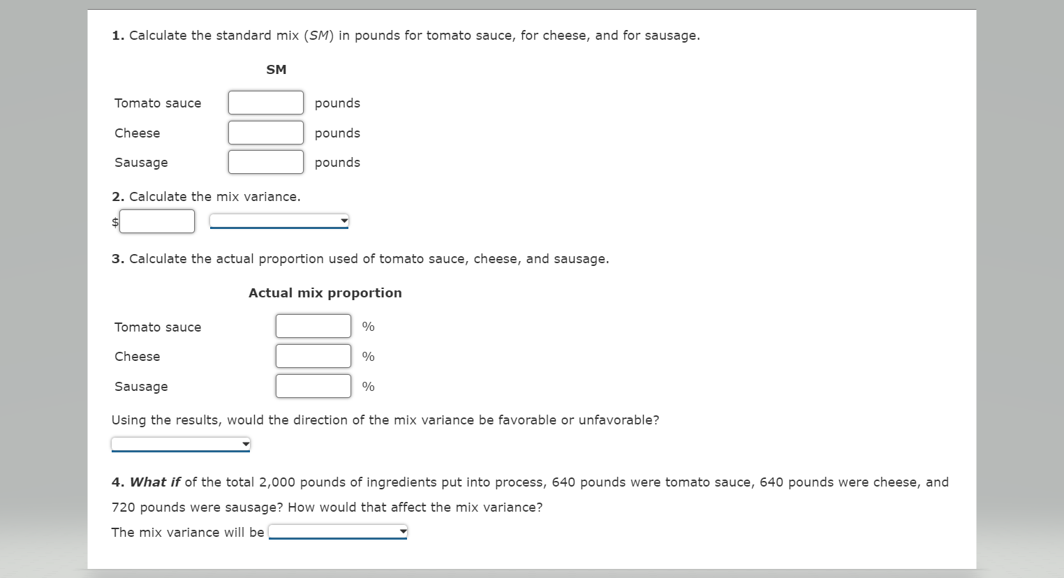 Calculating the Direct Materials Mix Variance Al