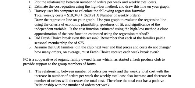 1. Plot the relationship between number of orders