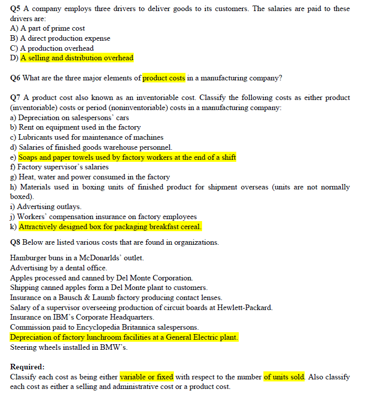 Tutorial 1: Introduction to Management Accounting