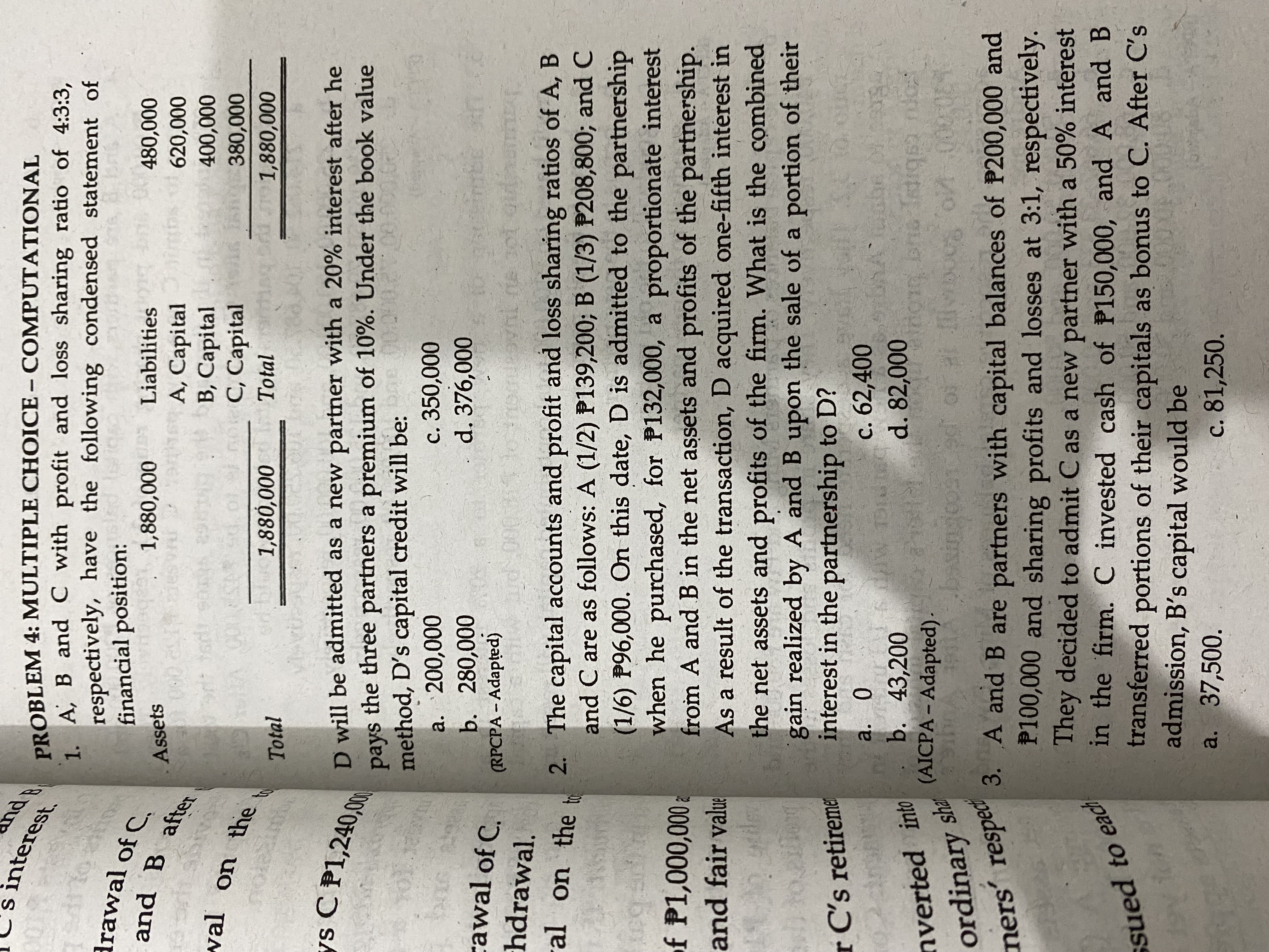 S interest. PROBLEM 4: MULTIPLE CHOICE -