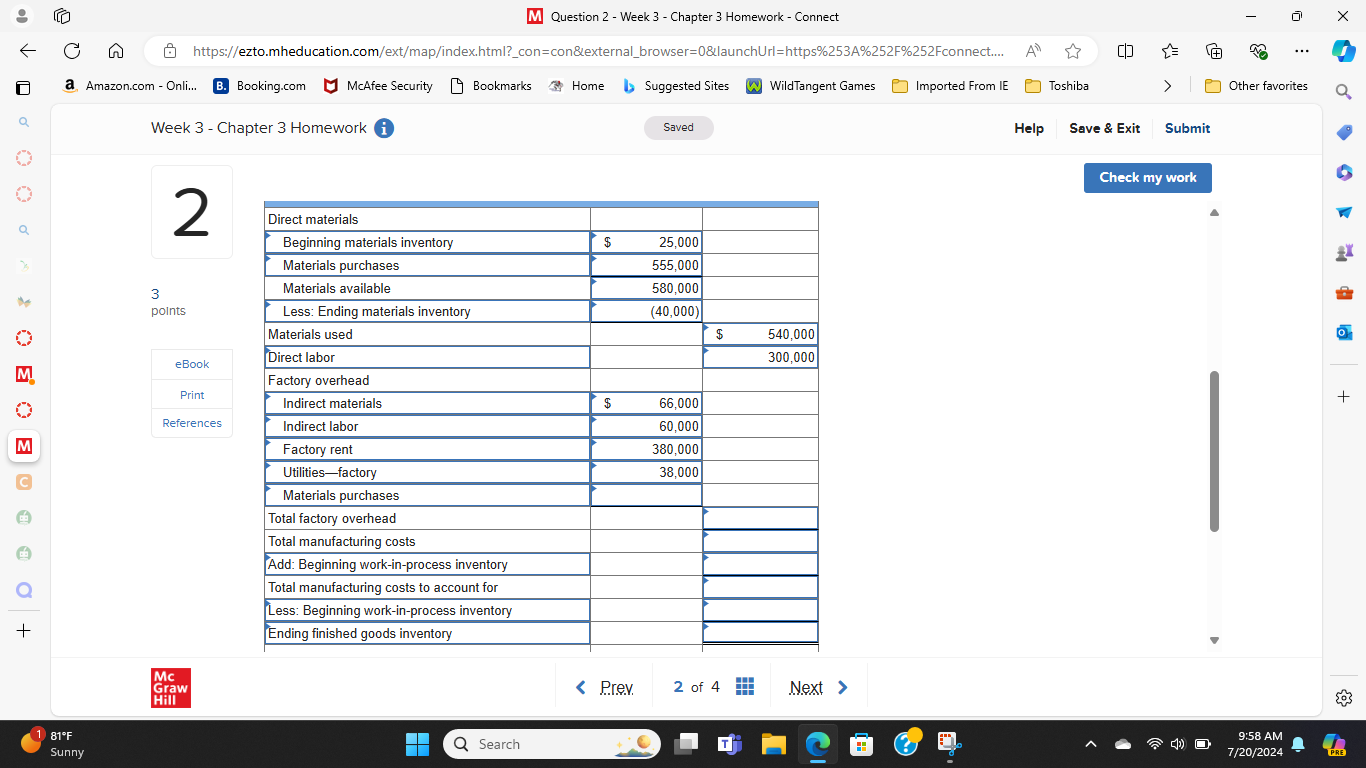 M Question 2 - Week 3 - Chapter 3 Homework -