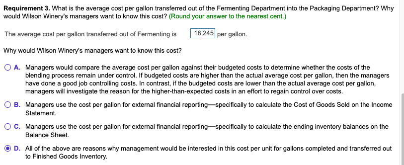 Data from March GALLONS Beginning Work-in-Process