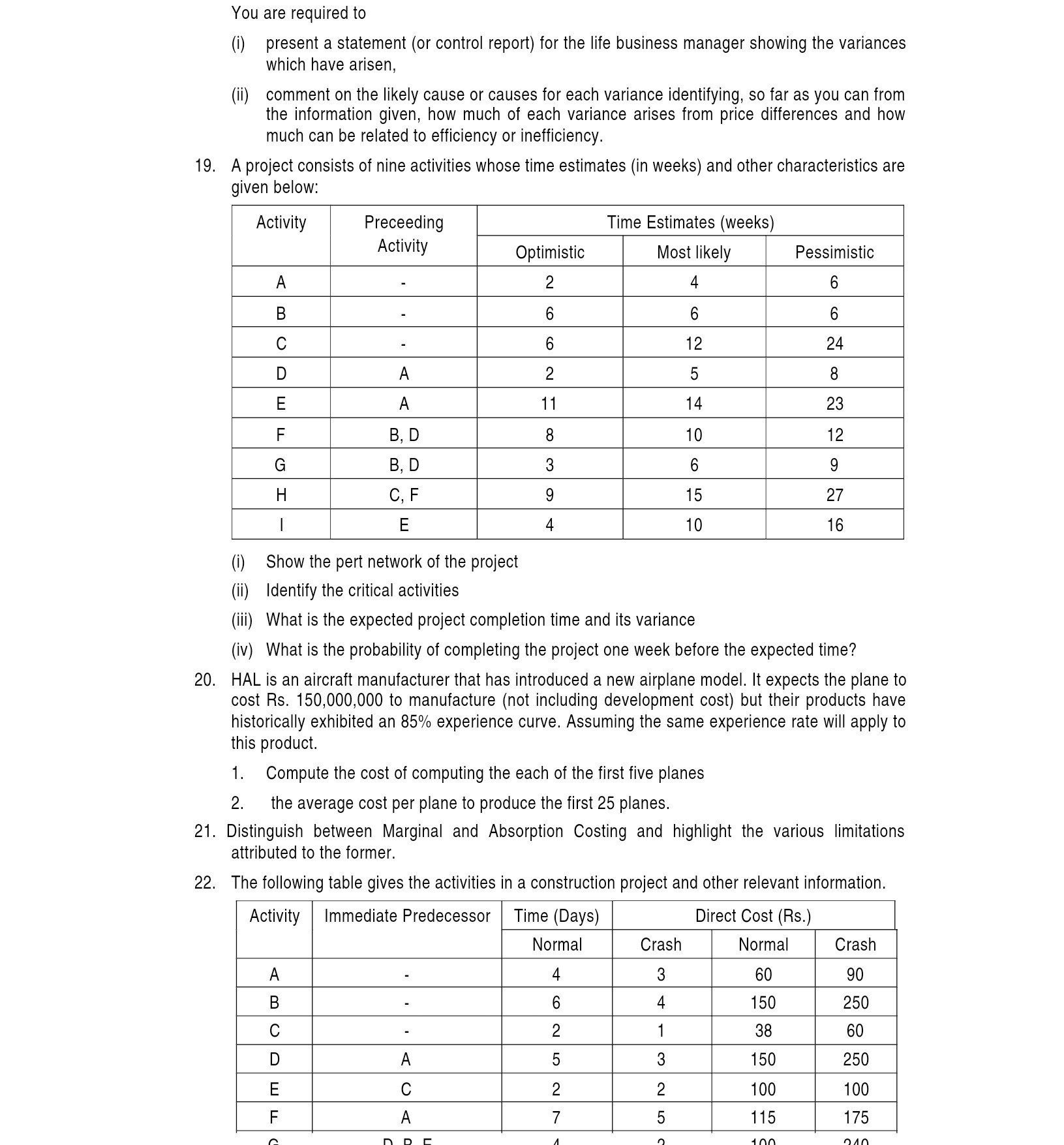 You are required to (i) present a statement (or