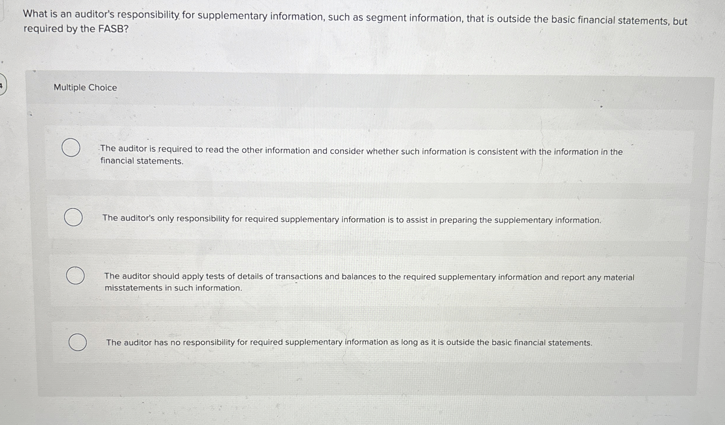 What is an auditor's responsibility for