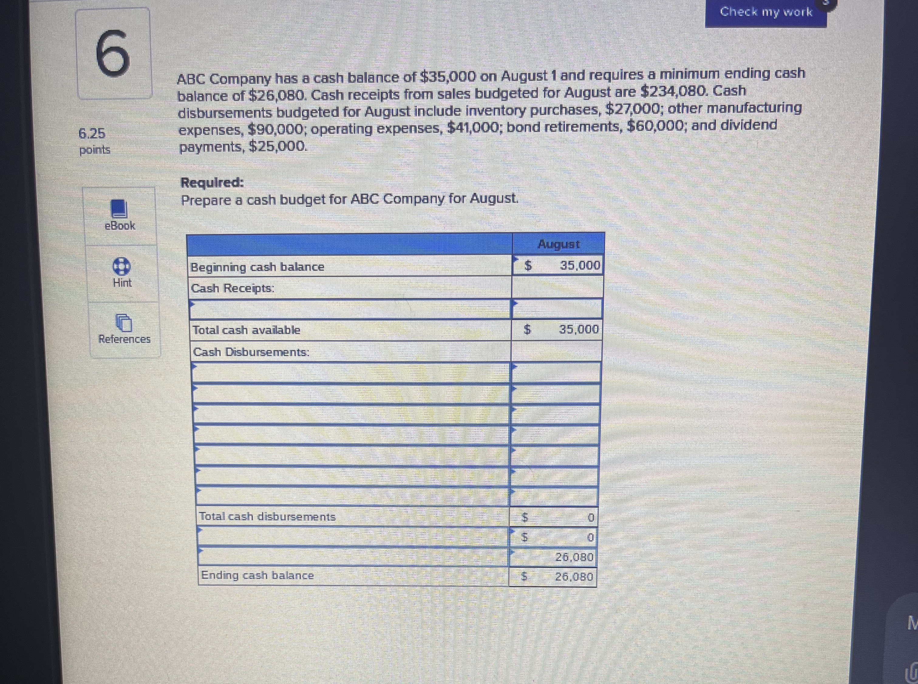 ABC Company has a cash balance of $ 3 5 , 0 0 0