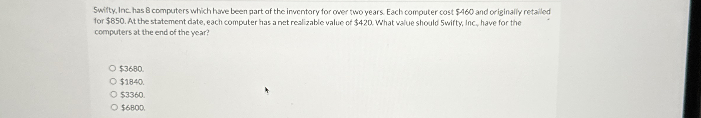 Swifty, Inc. has 8 computers which have been part