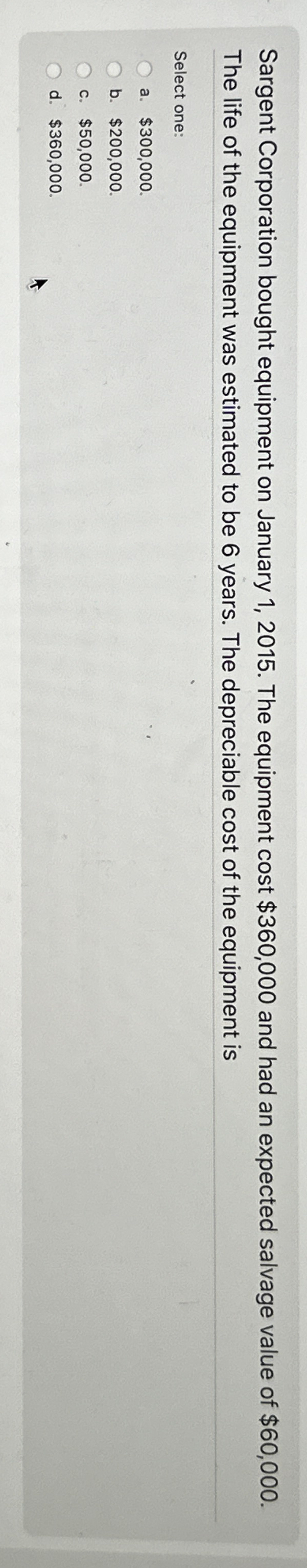Sargent Corporation bought equipment on January 1