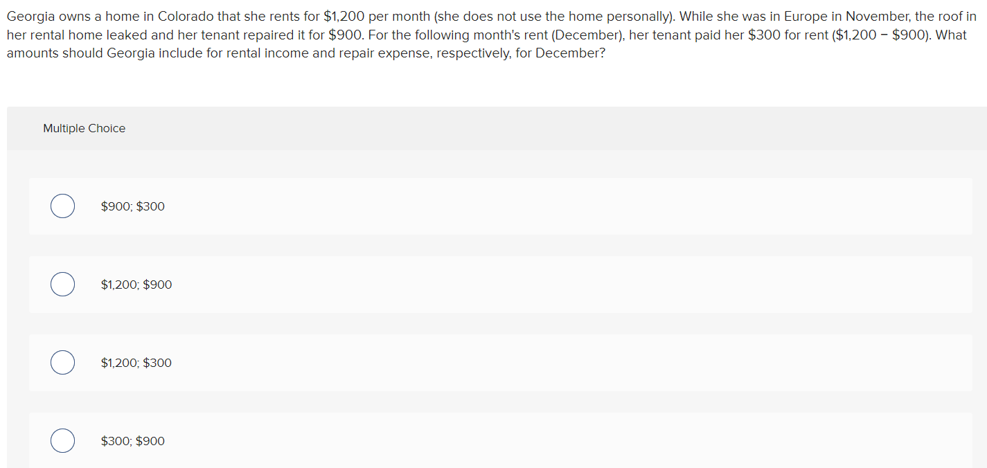 Georgia owns a home in Colorado that she rents