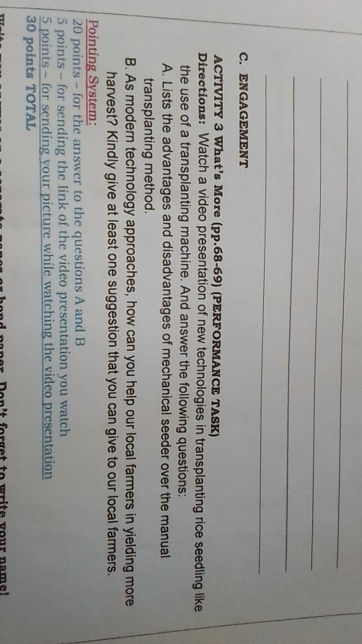 C. ENGAGEMENT ACTIVITY 3 What's More