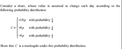 Help here. Consider a share, whose value is