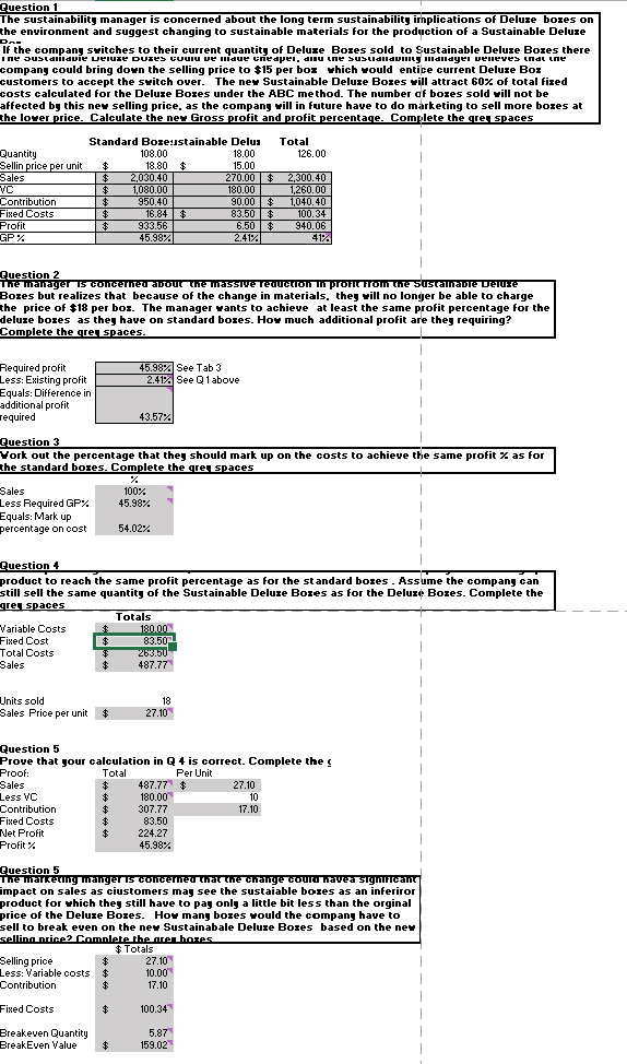 Question 1 Profit Maximization andard Boxes (