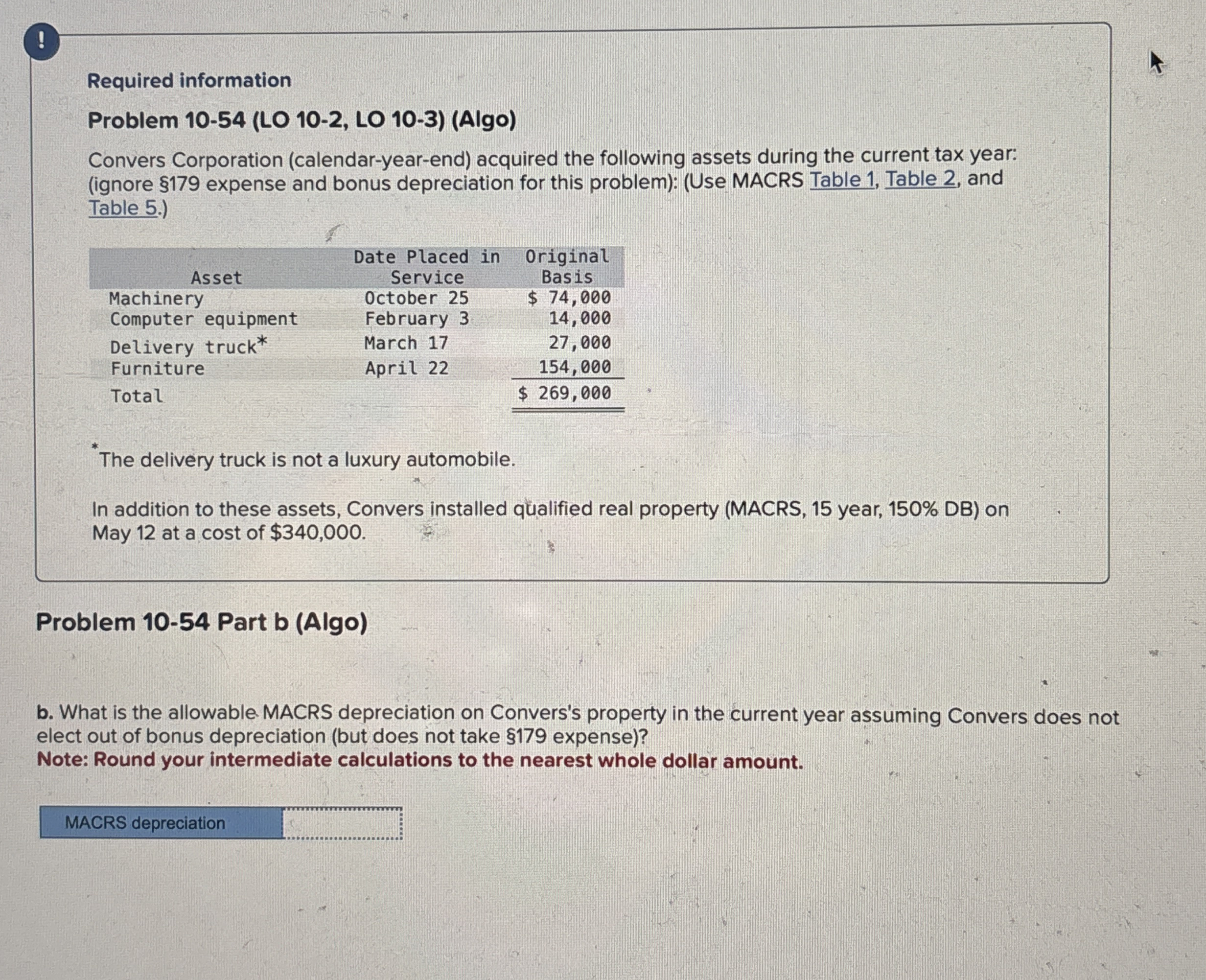 ! Required information Problem 1 0 - 5 4 ( LO 1 0
