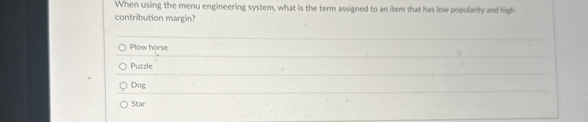 When using the menu engineering system, what is