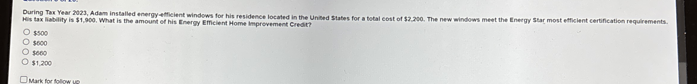 During Tax Year 2 0 2 3 , Adam installed energy -