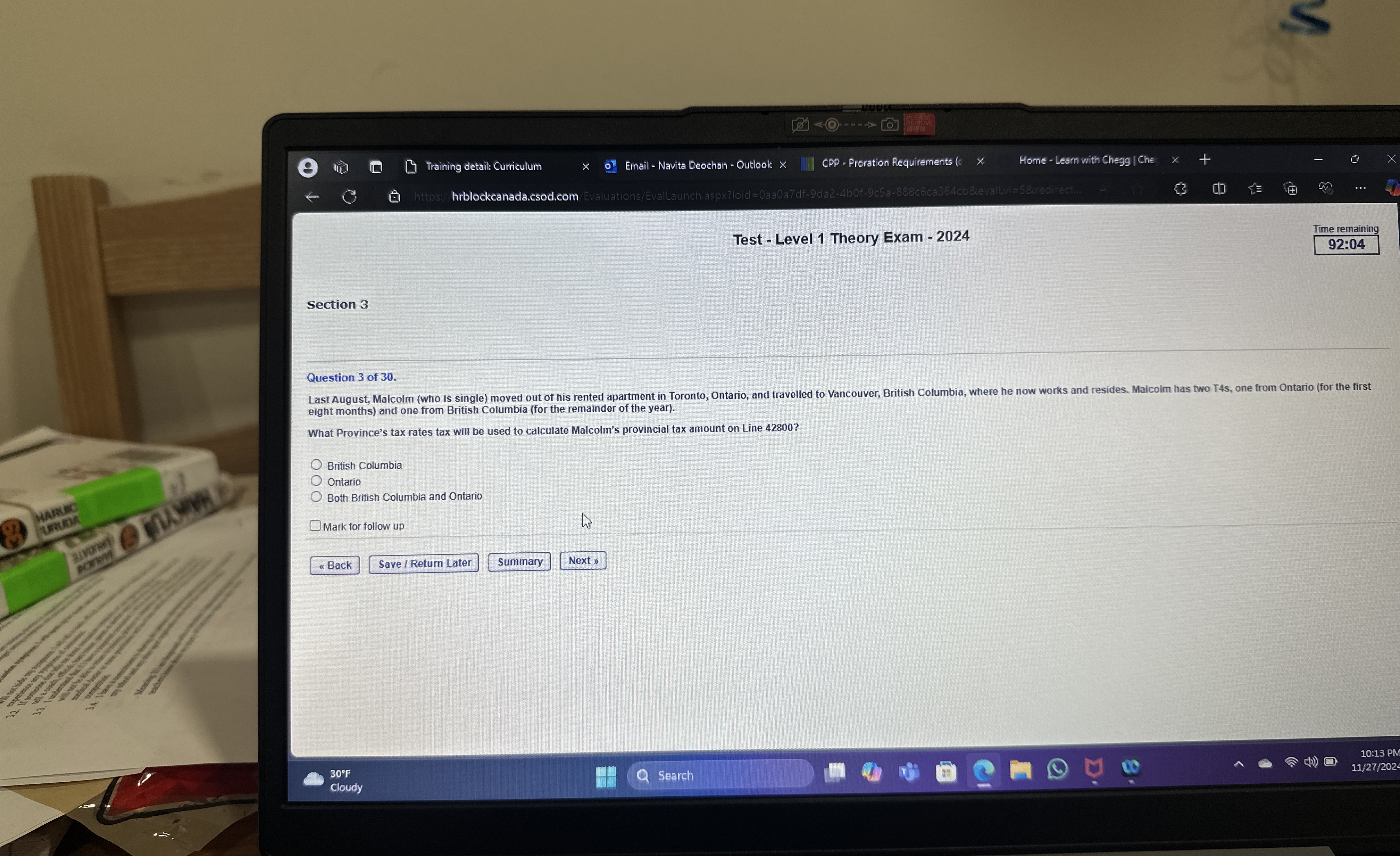 Test - Level 1 Theory Exam - 2 0 2 4 Time