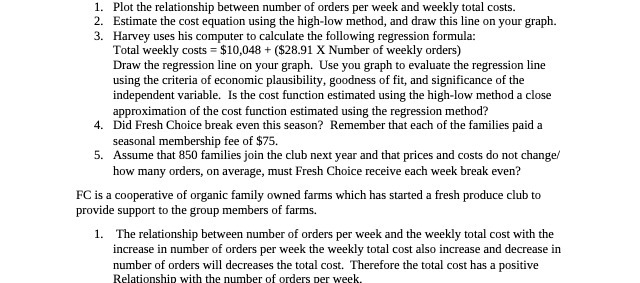 1. Plot the relationship between number of orders