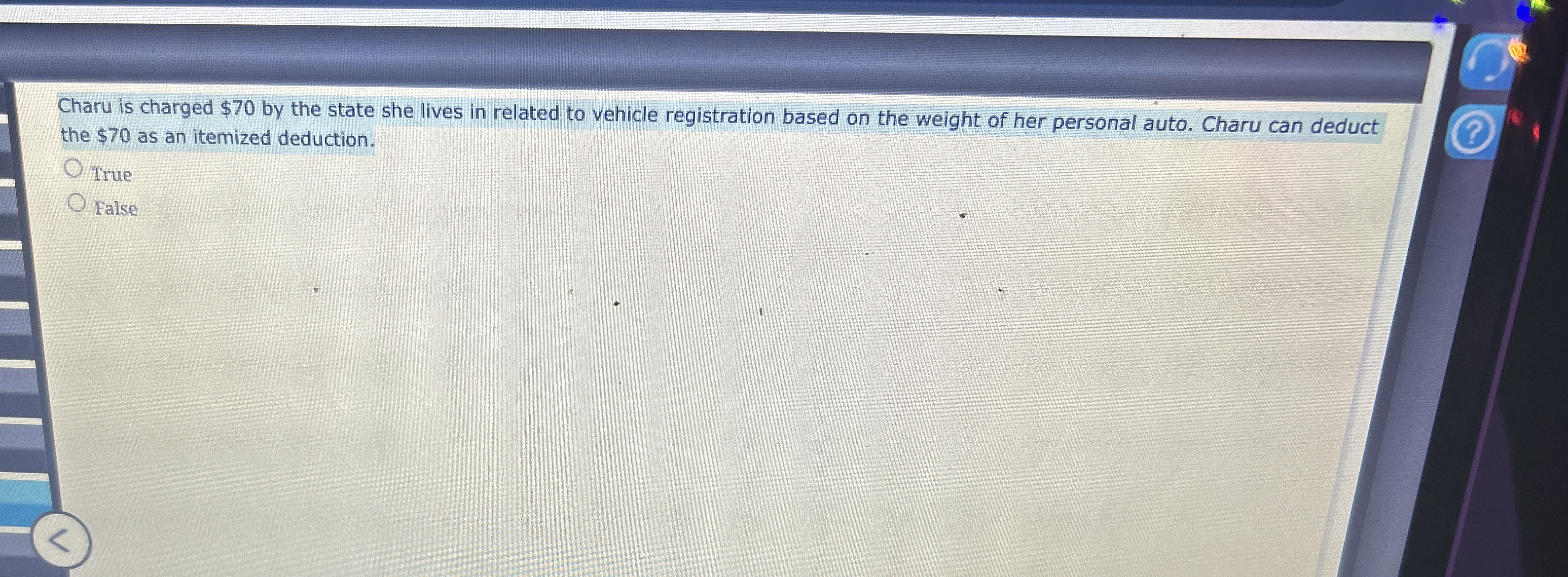 Charu is charged $ 7 0 by the state she lives in