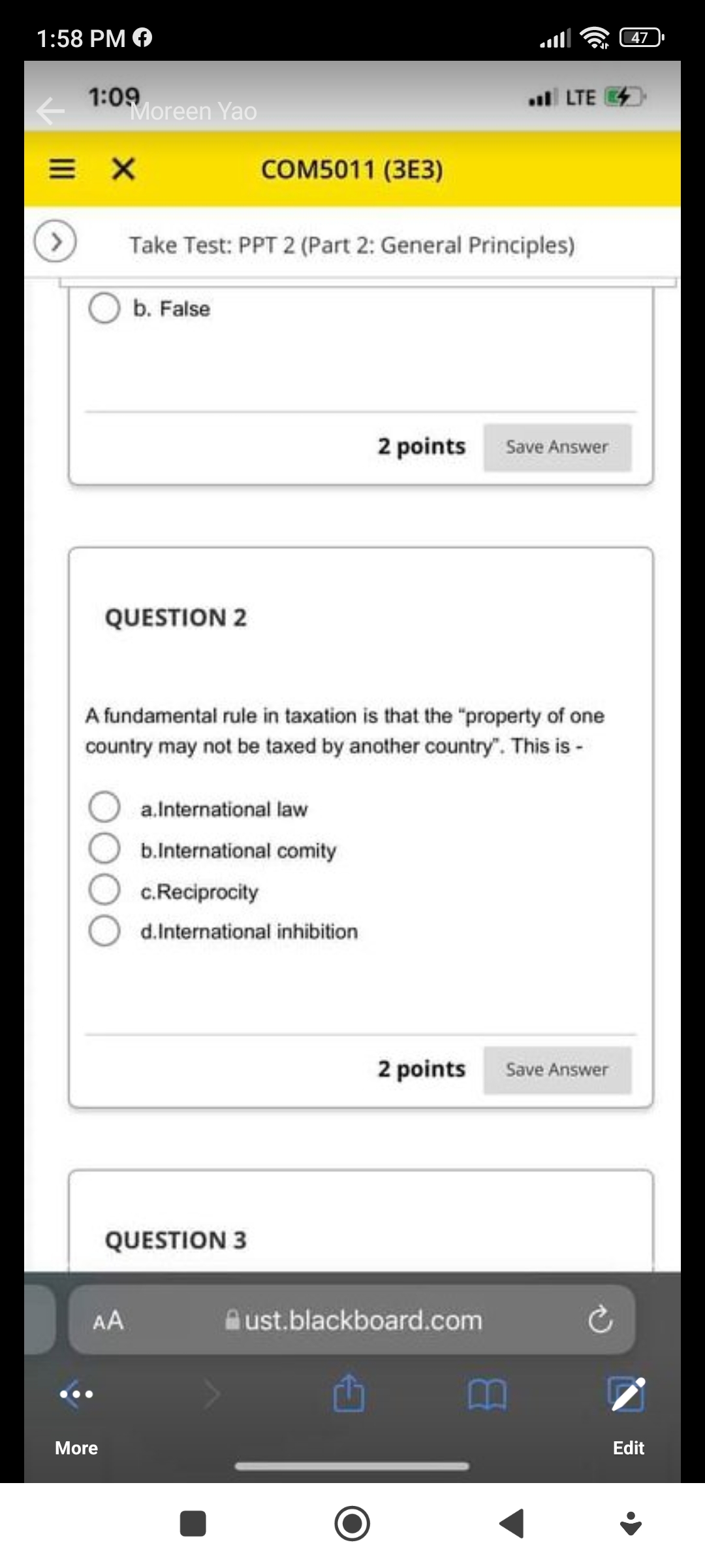 COM5011 (38) G) Take Test: PPT 2 (Part 2: General