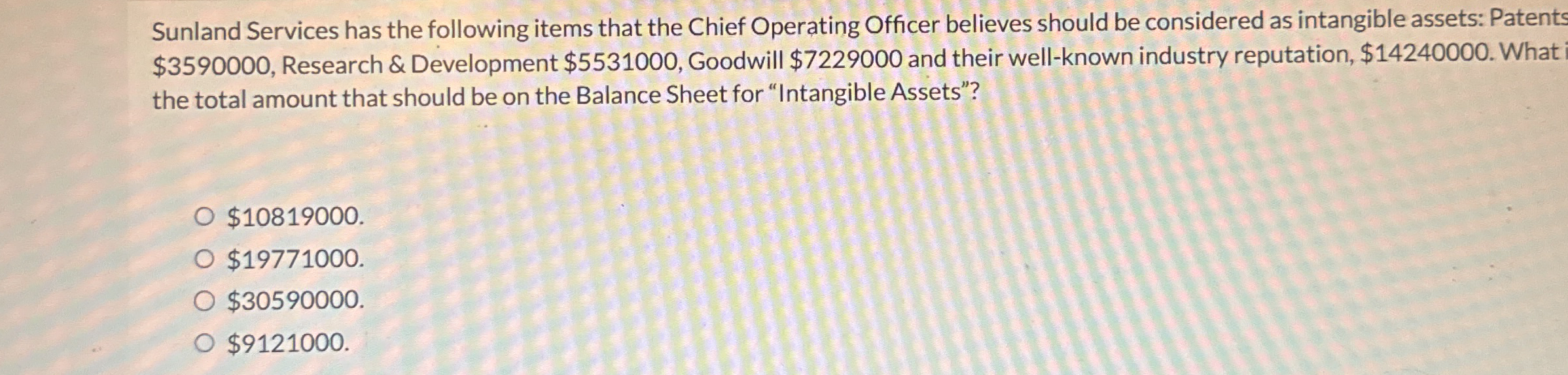 Sunland Services has the following items that the