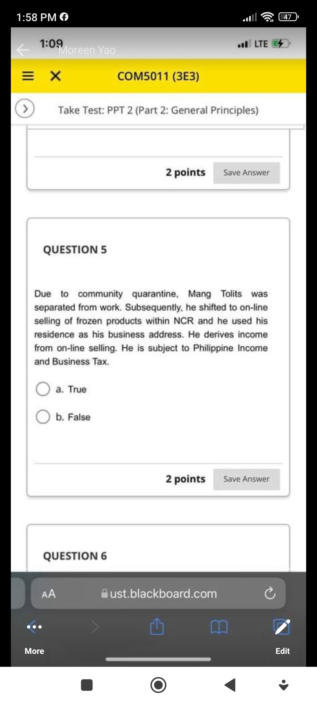 COM5011 (38) G) Take Test: PPT 2 (Part 2: General