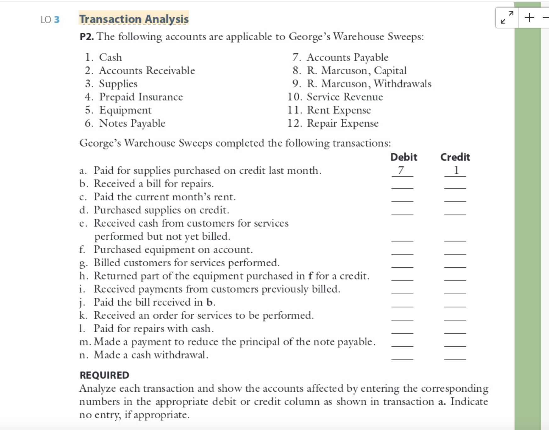 LO 3 transactimnelxsis + P2. The following