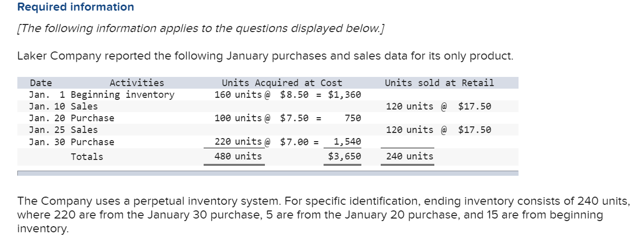 Required information [The following information