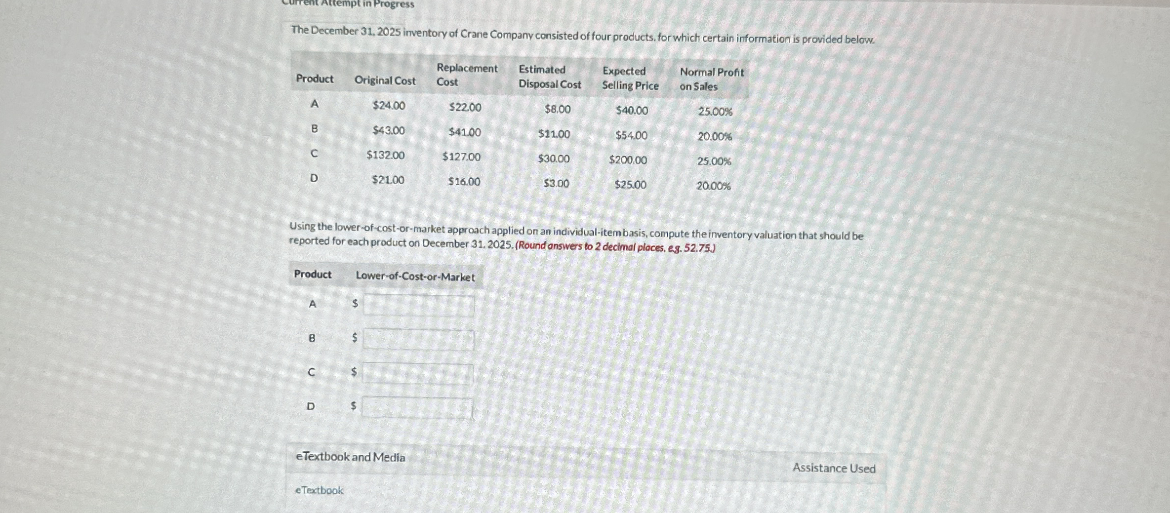 The December 3 1 , 2 0 2 5 inventory of Crane