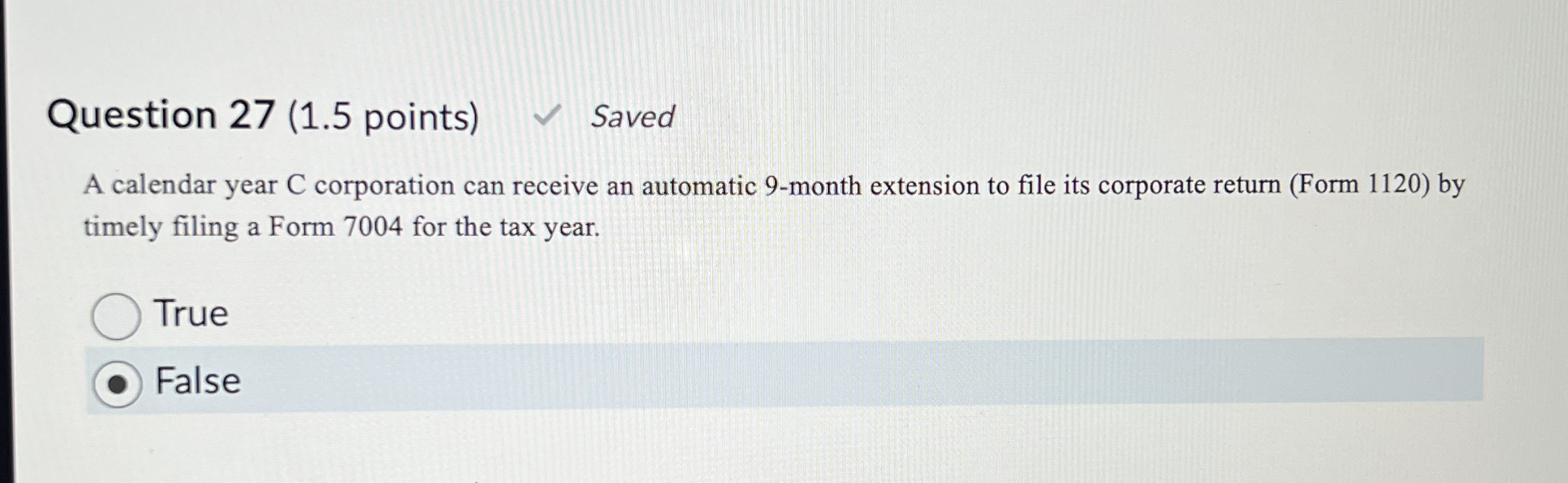 Question 2 7 ( 1 . 5 points ) Saved A calendar