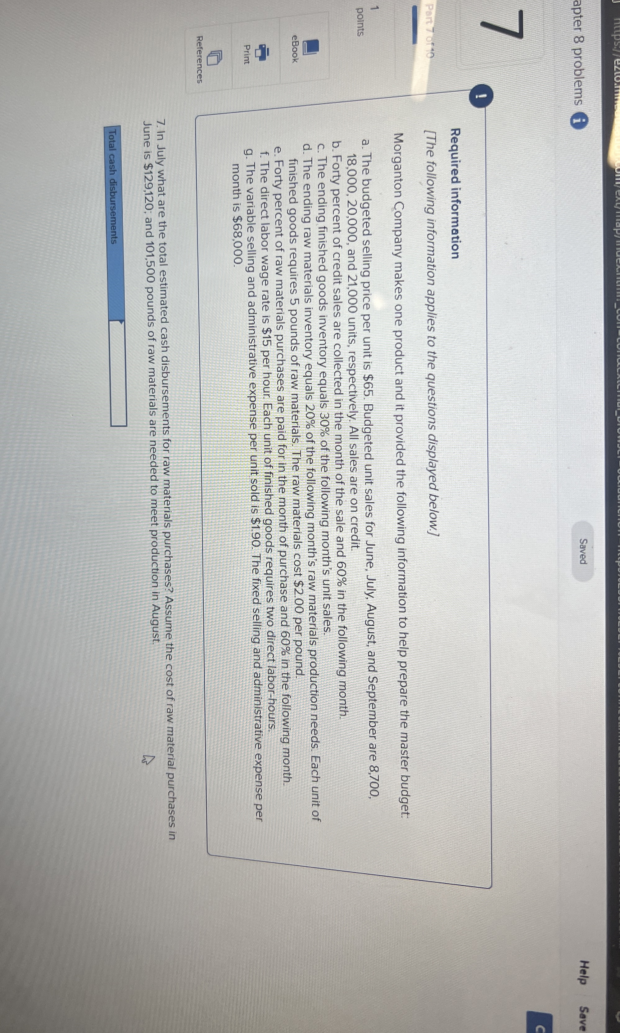 apter 8 problems Help Save ! Required information